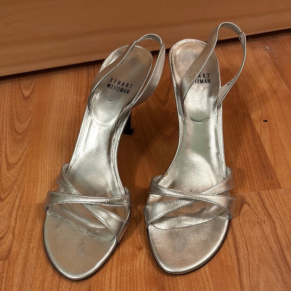 Stuart Weitzman Silver Strappy Sandals